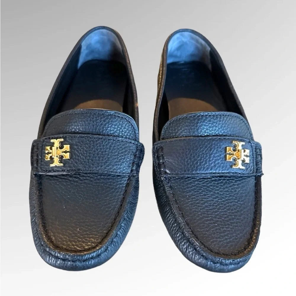 Tory Burch Loafers Size 6M Black Leather Slip Driving Shoes.